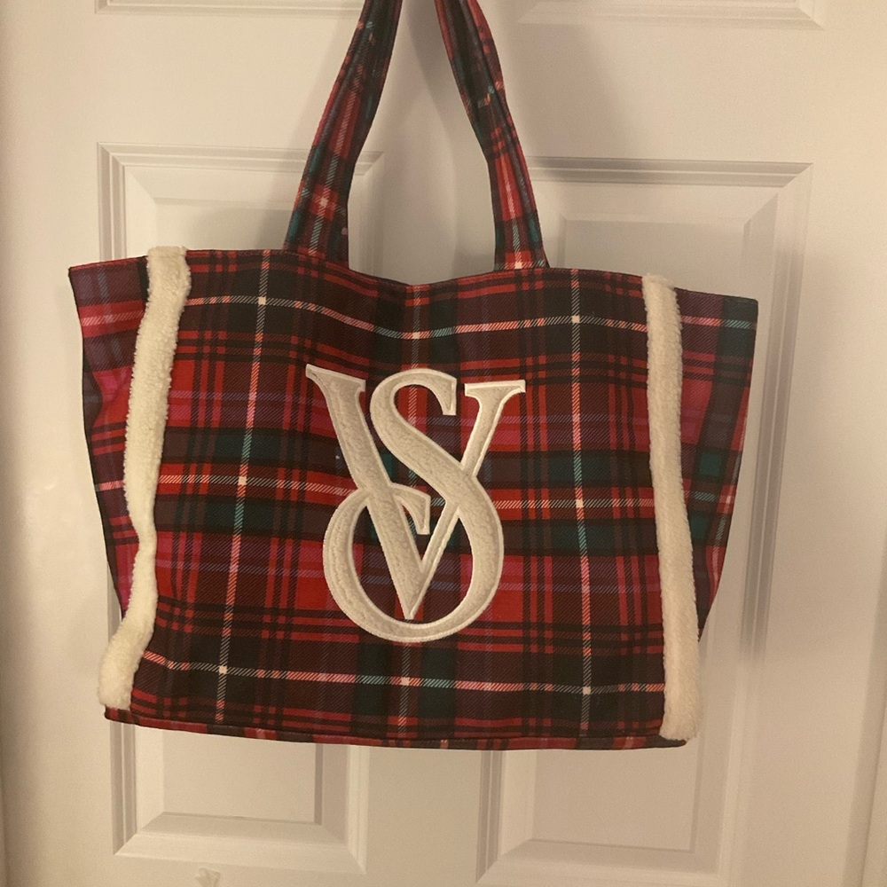 Victoria's Secret Red and Black Plaid Tote